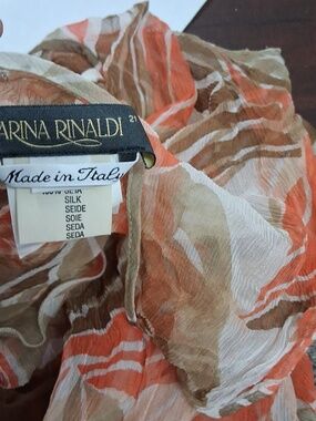 Marina Rinaldi Coral and Taupe Ring-Accent Blouse Size Small